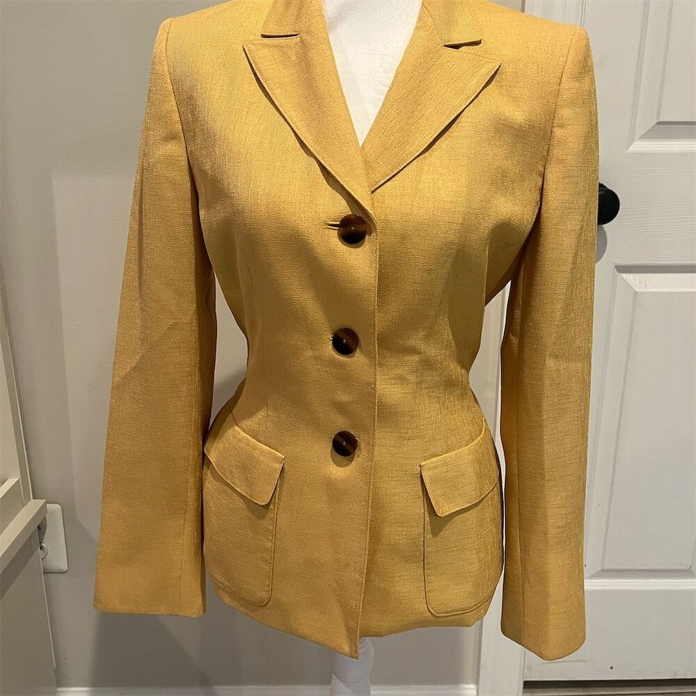 Vintage‎ Le Suit Essentials Women's Yellow Blazer Size 6 Tailored